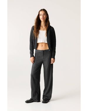 Pull&Bear Low-Waist Striped Trousers - Multicolour