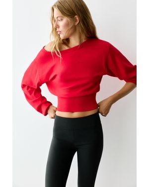 Pull&Bear Asymmetric Neck Jumper - Red