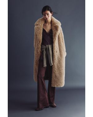 Pull&Bear Long Faux Fur Coat - Blue