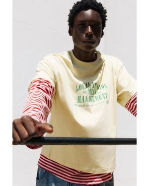 Pull&Bear Cropped Stwd Graphic T-Shirt - Natural