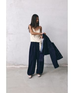 Pull&Bear Sarouel Trousers Jeans - Blue