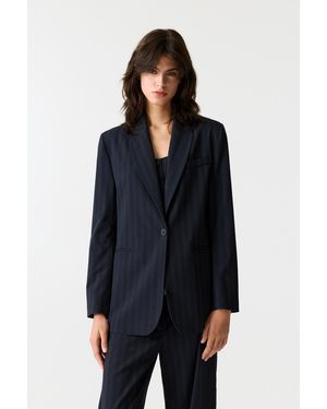 Pull&Bear Blazer With Asymmetric Open Back - Blue
