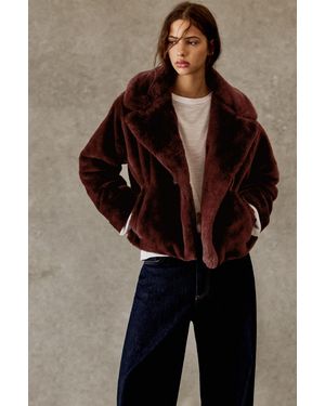 Pull&Bear Short Faux Fur Coat - Brown