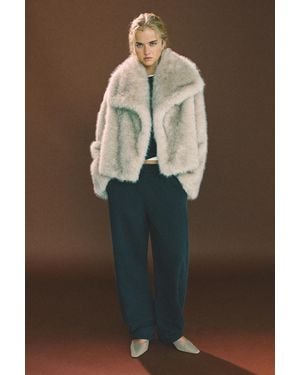 Pull&Bear Kurzer Mantel Aus Kunstfell - Natur