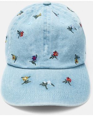 Pull&Bear Basecap Mit Blumenstickerei - Blau