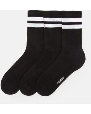 Pull&Bear Long Striped Socks - Black