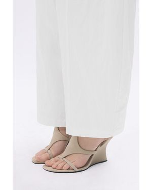 Pull&Bear Leather Wedge Sandals Karoline Vitto - White