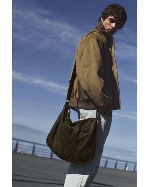 Pull&Bear Waxed Suede Crossbody Bag - Black