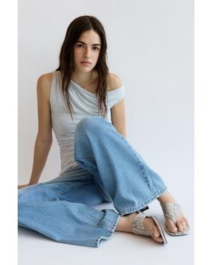 Pull&Bear Snakeskin Print High-Heel Sandals - Blue