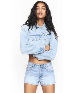 Pull&Bear Rhinestone Denim Shorts - Blue