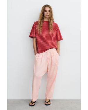 Pull&Bear Baggy Sarouel Trousers With Drawstring - Red
