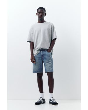 Pull&Bear Standard Denim Bermuda Shorts - Blue