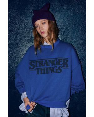 Pull&Bear Reversible Stranger Things Sweatshirt - Blue