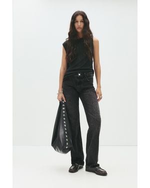 Pull&Bear Leopard Print Straight-Leg Jeans - White