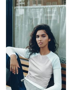Pull&Bear T-Shirt Mit Doppelten Raglanärmeln - Blau