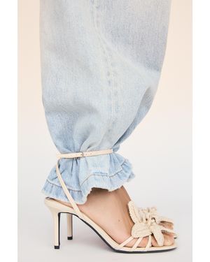 Pull&Bear Heeled Sandals With Crochet Flower - White