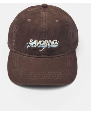 Pull&Bear Savoring Embroidered Cap - Brown