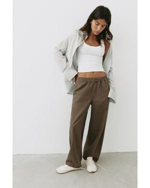 Pull&Bear Elasticated Waist Barrel Trousers - Brown