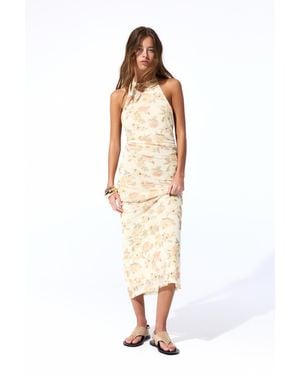 Pull&Bear Floral Midi Dress - White