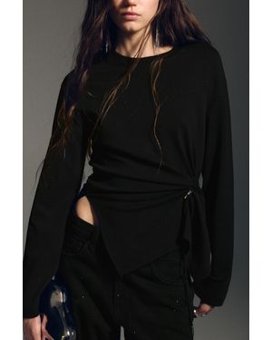 Pull&Bear Long Sleeve Appliqué Top - Black