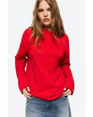 Pull&Bear Oversize Long Sleeve T-Shirt - Red
