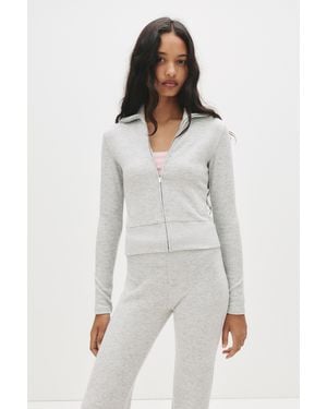 Pull&Bear Soft-Touch-Jacke Mit Reißverschluss - Weiß