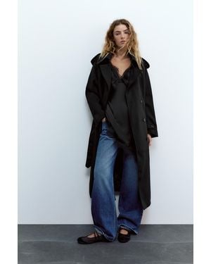 Pull&Bear Langer Trenchcoat - Blau