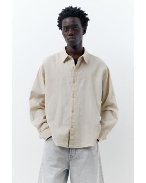 Pull&Bear Linen Blend Shirt - Blue