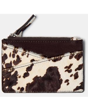 Pull&Bear Animal Print Leather Card Holder - Black
