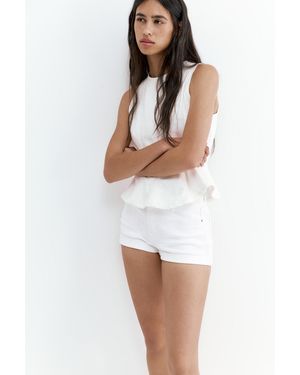 Pull&Bear Mid-Rise Denim Shorts - White