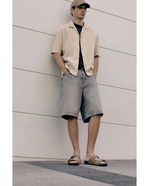 Pull&Bear Karohemd Mit Leinenanteil - Natur