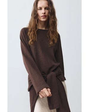 Pull&Bear Long Sleeve Raglan T-Shirt - Brown
