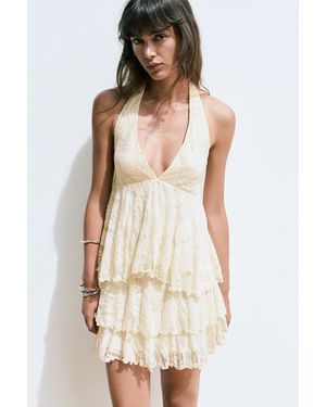 Pull&Bear Lace Halter Top - White