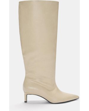 Pull&Bear High-Heel Knee-High Boots With Pointed Toe - White