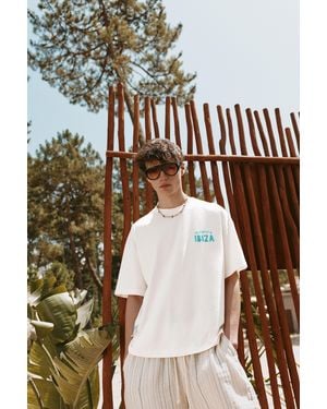 Pull&Bear Boxy-Fit Ibiza Graphic T-Shirt - White