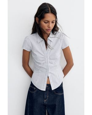 Pull&Bear Fitted Short Sleeve Shirt - Blue