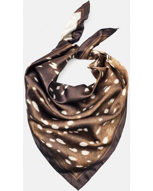 Pull&Bear Deer Print Satin Bandana - Brown