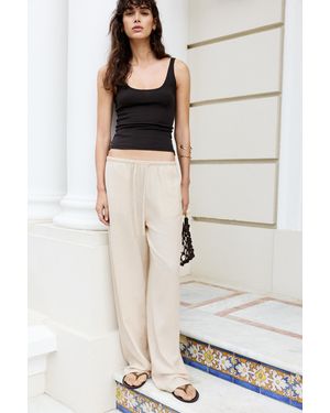 Pull&Bear Linen Blend Joggers - White