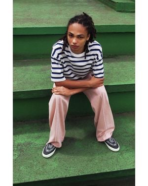 Pull&Bear Short Sleeve Striped T-Shirt - Green