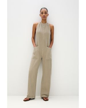 Pull&Bear Super Baggy Jumpsuit Mit Offenem Rücken - Natur