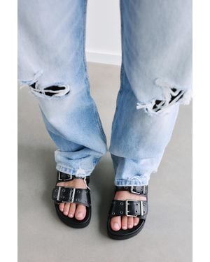 Pull&Bear Chunky Buckle Sandals - Blue