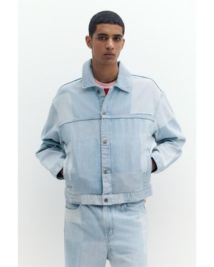 Pull&Bear Jeansjas Im Patchwork-Karodesign - Blau
