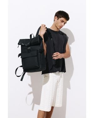 Pull&Bear Rubberised Backpack - Blue