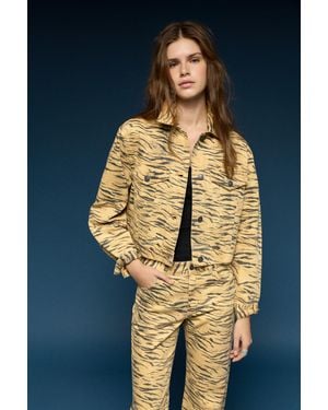 Pull&Bear Animal Print Jacket - Blue