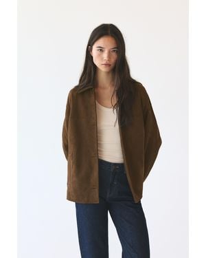 Pull&Bear Faux Suede Jacket - Blue