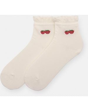 Pull&Bear Lettuce-Edge Strawberry Socks - Natural