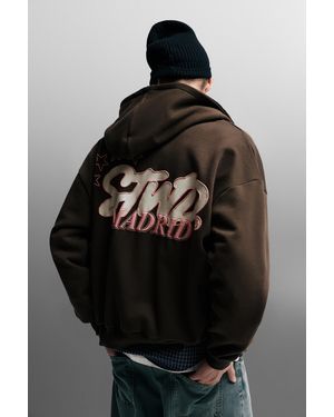 Pull&Bear Stwd Madrid Zip-Up Hood - Black