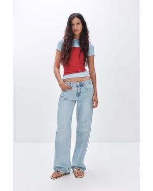 Pull&Bear Low-Rise Straight Leg Jeans - Red