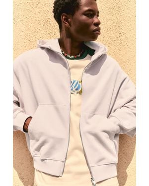 Pull&Bear Oversize Zip-Up Hoodie - Natural