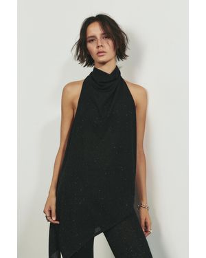 Pull&Bear Shimmery Halter Neck Top - Black